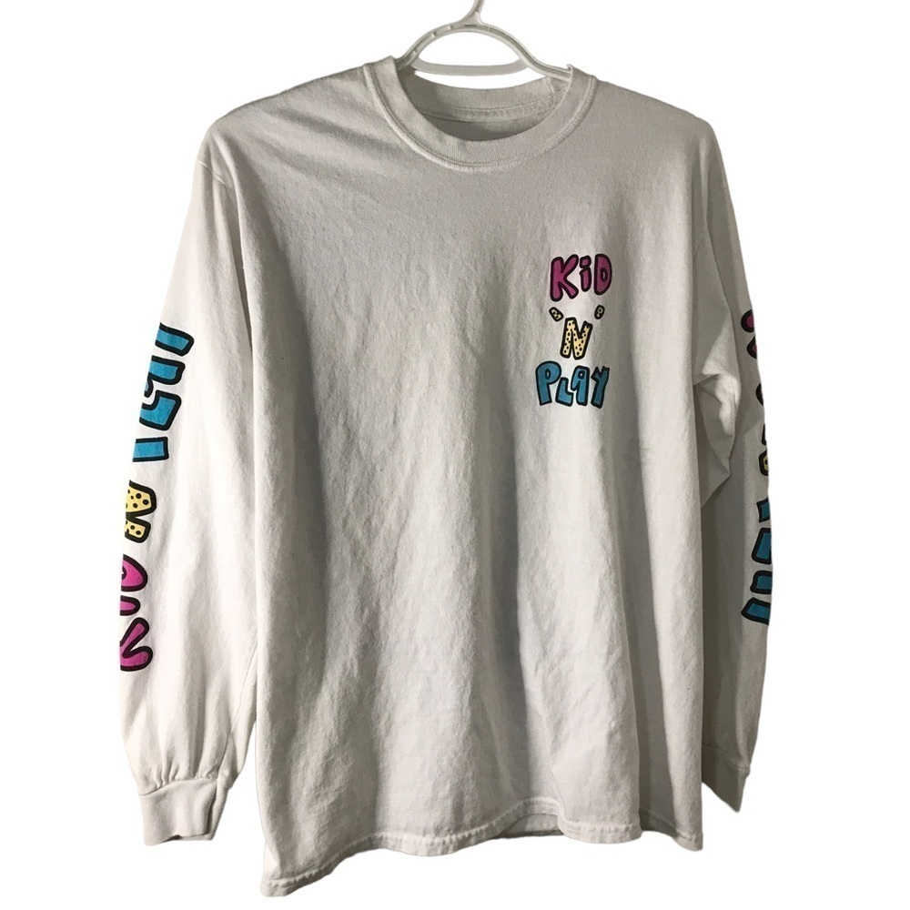 Kid n play neon 90s white long sleeve shirt Men size M